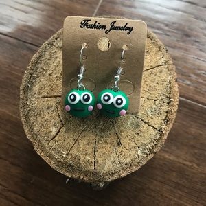 Green Frog Earrings